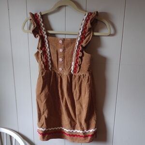 Gymboree Tan Corduroy Dress with Red and White Details